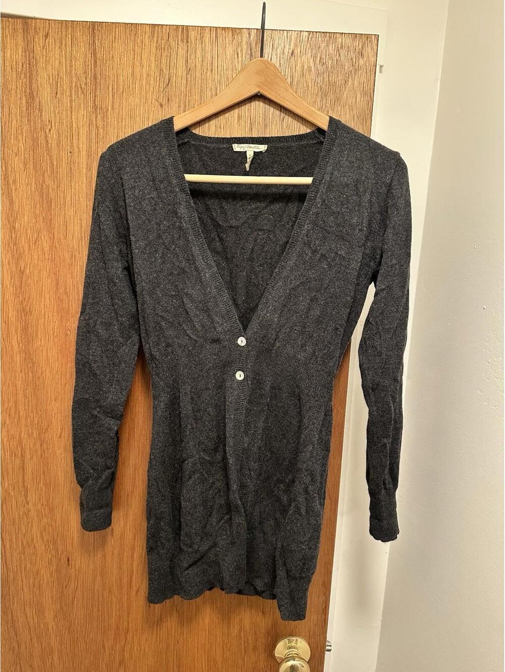 Enzo Mantovani 100% Cashmere Knit Cardigan Sweater Womens Small Grey Luxe Italy